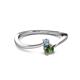 2 - Lucie 4.10 mm Bold Round Aquamarine and Lab Created Alexandrite 2 Stone Promise Ring 