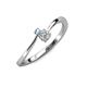 3 - Lucie 4.10 mm Bold Round Aquamarine and Diamond 2 Stone Promise Ring 