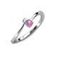 3 - Lucie 4.10 mm Bold Round Aquamarine and Pink Sapphire 2 Stone Promise Ring 