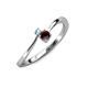 3 - Lucie 4.10 mm Bold Round Aquamarine and Red Garnet 2 Stone Promise Ring 