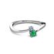 2 - Lucie 4.10 mm Bold Round Aquamarine and Emerald 2 Stone Promise Ring 