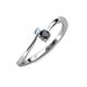 3 - Lucie 4.10 mm Bold Round Aquamarine and Black Diamond 2 Stone Promise Ring 