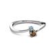 2 - Lucie 4.10 mm Bold Round Aquamarine and Smoky Quartz 2 Stone Promise Ring 