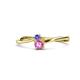 1 - Lucie 4.10 mm Bold Round Tanzanite and Pink Sapphire 2 Stone Promise Ring 