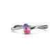 1 - Lucie 4.10 mm Bold Round Tanzanite and Pink Tourmaline 2 Stone Promise Ring 