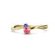 1 - Lucie 4.10 mm Bold Round Tanzanite and Pink Tourmaline 2 Stone Promise Ring 