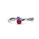 1 - Lucie 4.10 mm Bold Round Tanzanite and Ruby 2 Stone Promise Ring 