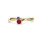 1 - Lucie 4.10 mm Bold Round Tanzanite and Ruby 2 Stone Promise Ring 