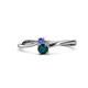 1 - Lucie 4.10 mm Bold Round Tanzanite and London Blue Topaz 2 Stone Promise Ring 
