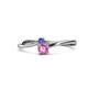 1 - Lucie 4.10 mm Bold Round Tanzanite and Pink Sapphire 2 Stone Promise Ring 