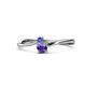 1 - Lucie 4.10 mm Bold Round Tanzanite and Iolite 2 Stone Promise Ring 