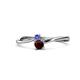 1 - Lucie 4.10 mm Bold Round Tanzanite and Red Garnet 2 Stone Promise Ring 