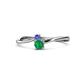 1 - Lucie 4.10 mm Bold Round Tanzanite and Emerald 2 Stone Promise Ring 