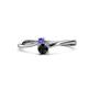 1 - Lucie 4.10 mm Bold Round Tanzanite and Black Diamond 2 Stone Promise Ring 