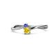 1 - Lucie 4.10 mm Bold Round Tanzanite and Yellow Sapphire 2 Stone Promise Ring 