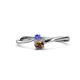 1 - Lucie 4.10 mm Bold Round Tanzanite and Smoky Quartz 2 Stone Promise Ring 