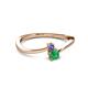 2 - Lucie 4.10 mm Bold Round Tanzanite and Emerald 2 Stone Promise Ring 