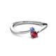 2 - Lucie 4.10 mm Bold Round Tanzanite and Ruby 2 Stone Promise Ring 