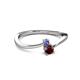 2 - Lucie 4.10 mm Bold Round Tanzanite and Red Garnet 2 Stone Promise Ring 