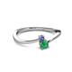 2 - Lucie 4.10 mm Bold Round Tanzanite and Emerald 2 Stone Promise Ring 