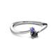 2 - Lucie 4.10 mm Bold Round Tanzanite and Black Diamond 2 Stone Promise Ring 