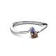 2 - Lucie 4.10 mm Bold Round Tanzanite and Smoky Quartz 2 Stone Promise Ring 