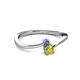2 - Lucie 4.10 mm Bold Round Tanzanite and Yellow Diamond 2 Stone Promise Ring 
