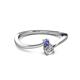 2 - Lucie 4.10 mm Bold Round Tanzanite and Diamond 2 Stone Promise Ring 