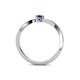 4 - Lucie 4.10 mm Bold Round Aquamarine and Blue Diamond 2 Stone Promise Ring 
