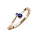 3 - Lucie 4.10 mm Bold Round Tanzanite and Blue Sapphire 2 Stone Promise Ring 