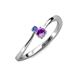 3 - Lucie 4.10 mm Bold Round Tanzanite and Amethyst 2 Stone Promise Ring 