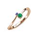 3 - Lucie 4.10 mm Bold Round Tanzanite and Emerald 2 Stone Promise Ring 