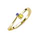 3 - Lucie 4.10 mm Bold Round Tanzanite and Yellow Sapphire 2 Stone Promise Ring 