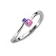 3 - Lucie 4.10 mm Bold Round Tanzanite and Pink Sapphire 2 Stone Promise Ring 