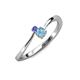 3 - Lucie 4.10 mm Bold Round Tanzanite and Blue Topaz 2 Stone Promise Ring 