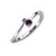 3 - Lucie 4.10 mm Bold Round Tanzanite and Red Garnet 2 Stone Promise Ring 