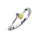 3 - Lucie 4.10 mm Bold Round Tanzanite and Yellow Sapphire 2 Stone Promise Ring 