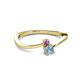 2 - Lucie 4.10 mm Bold Round Amethyst and Aquamarine 2 Stone Promise Ring 