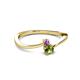 2 - Lucie 4.10 mm Bold Round Amethyst and Peridot 2 Stone Promise Ring 