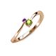 3 - Lucie 4.10 mm Bold Round Amethyst and Peridot 2 Stone Promise Ring 