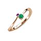 3 - Lucie 4.10 mm Bold Round Amethyst and Emerald 2 Stone Promise Ring 