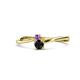 1 - Lucie 4.10 mm Bold Round Amethyst and Black Diamond 2 Stone Promise Ring 