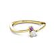 2 - Lucie 4.10 mm Bold Round Amethyst and White Sapphire 2 Stone Promise Ring 