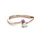 2 - Lucie 4.10 mm Bold Round Amethyst and White Sapphire 2 Stone Promise Ring 