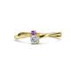 1 - Lucie 4.10 mm Bold Round Amethyst and Lab Grown Diamond 2 Stone Promise Ring 