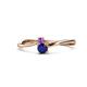 1 - Lucie 4.10 mm Bold Round Amethyst and Blue Sapphire 2 Stone Promise Ring 