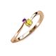 3 - Lucie 4.10 mm Bold Round Amethyst and Yellow Sapphire 2 Stone Promise Ring 
