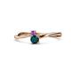 1 - Lucie 4.10 mm Bold Round Amethyst and London Blue Topaz 2 Stone Promise Ring 