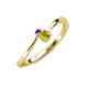 3 - Lucie 4.10 mm Bold Round Amethyst and Yellow Diamond 2 Stone Promise Ring 