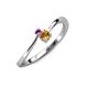 3 - Lucie 4.10 mm Bold Round Amethyst and Citrine 2 Stone Promise Ring 